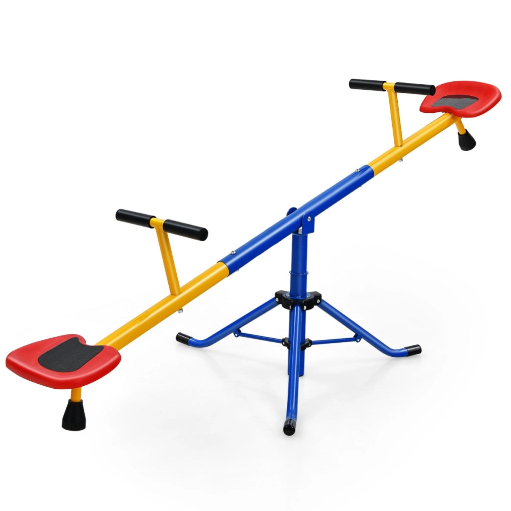 Altalena saliscendi a 360¡ã con fermo per le gambe e 2 posti a sedere, Altalena basculante per esterno per bambini-Giochi su prato