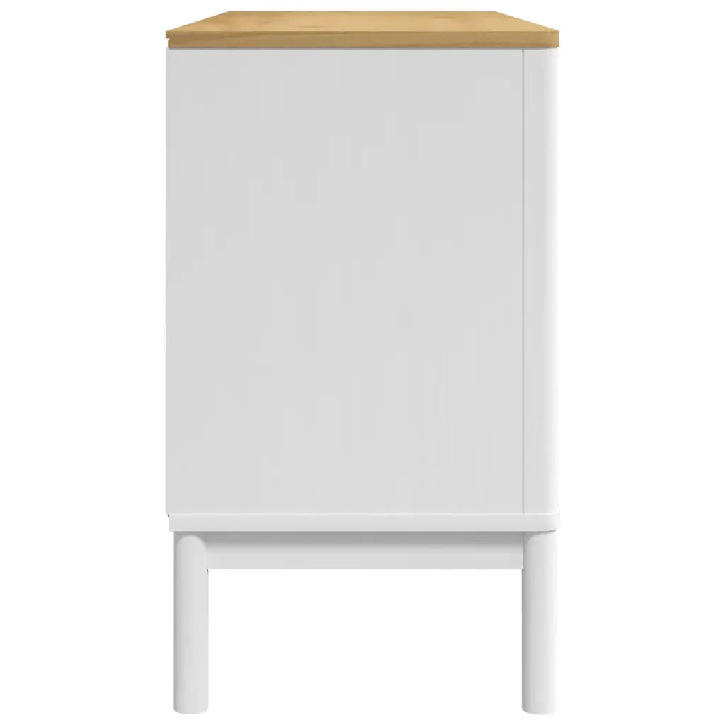 Credenza-Buffet-Armadio da cucina FLORO Bianca 114x43x74 cm in Legno Massello di Pino