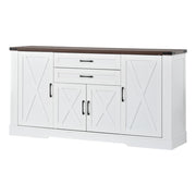 Credenza con 4 ante e 2 cassetti; ripiani regolabili - per soggiorno - in MDF e truciolare - 160×39×81.5 cm - bianco