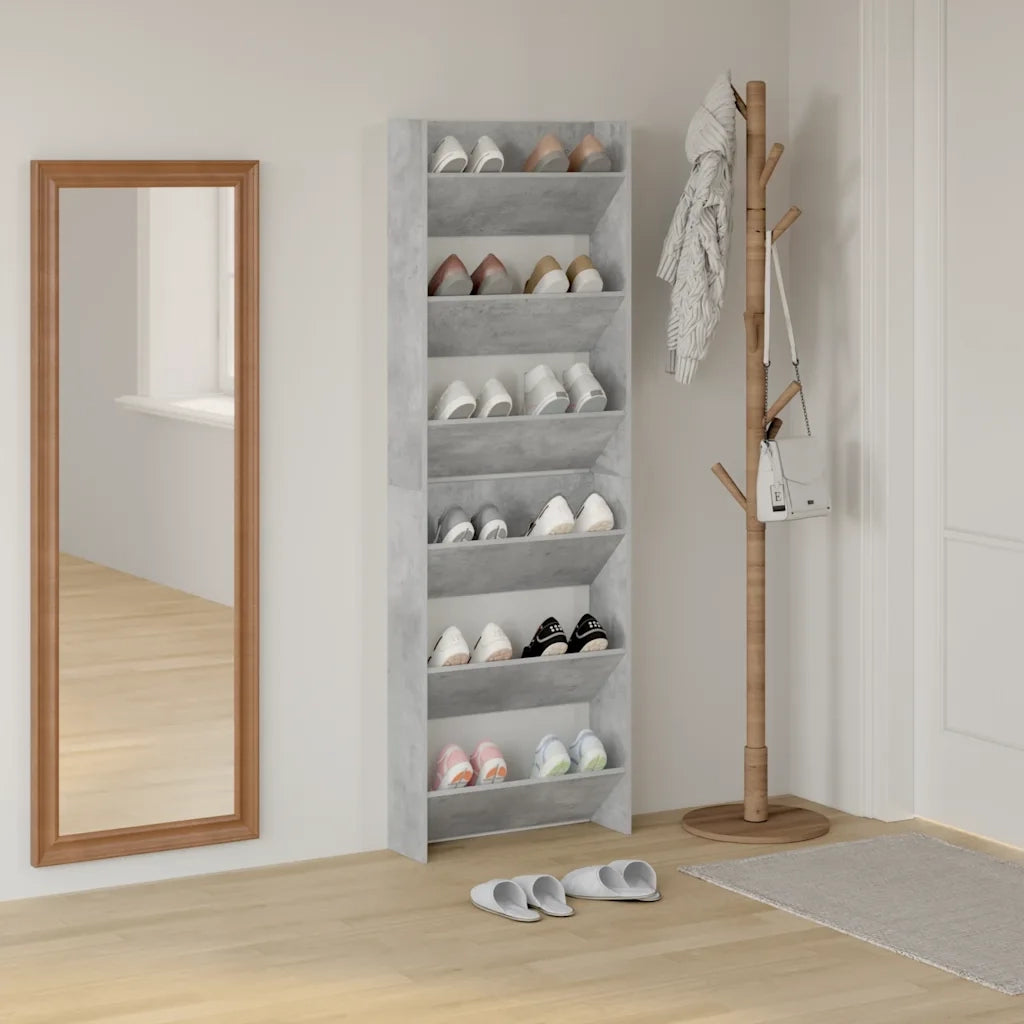 Scarpiere Muro 2pz Grigio Cemento 60x18x90cm Legno Multistrato 806768