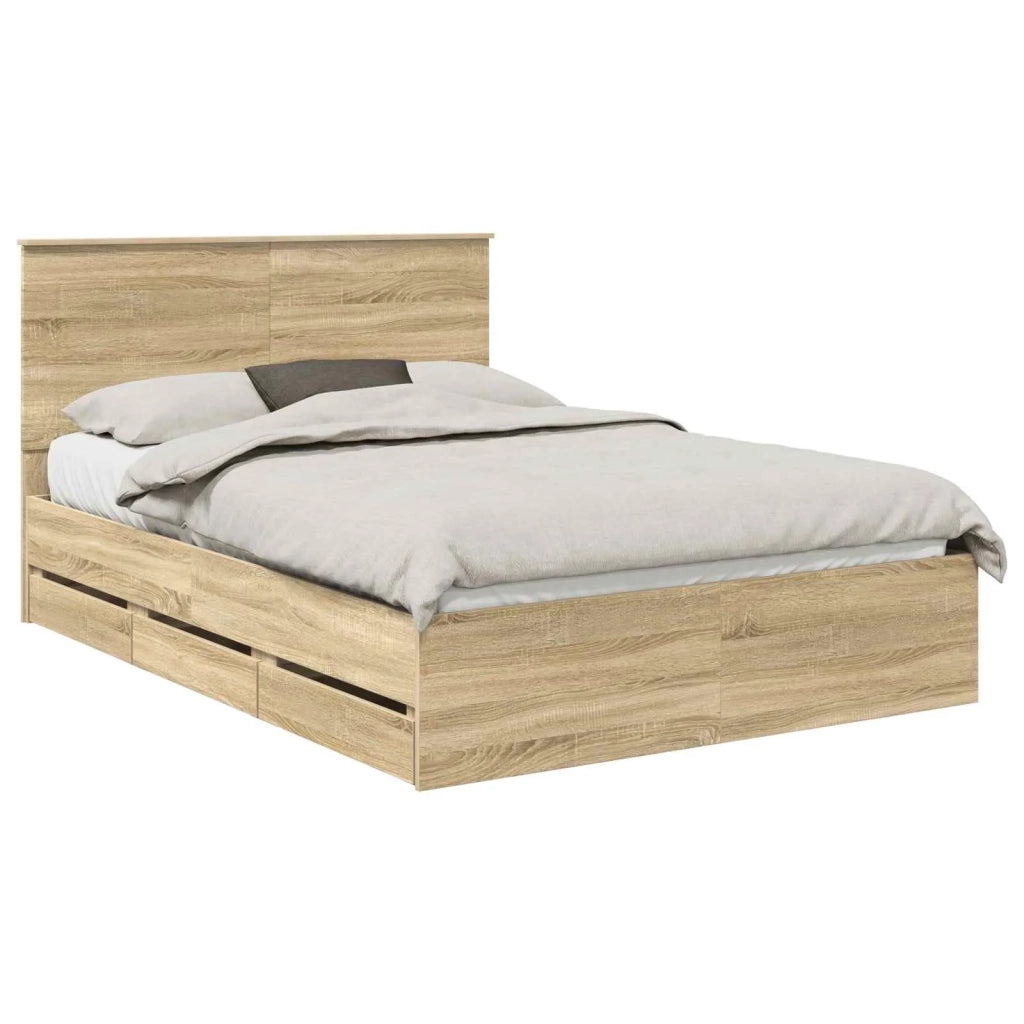 Struttura del letto con cassetto Rovere Sonoma 140 x 190 cm 3409456