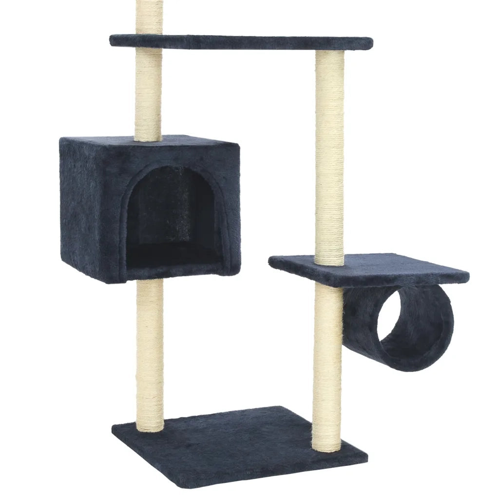 Albero per Gatti con Pali Tiragraffi in Sisal 260 cm Blu Scuro 170536