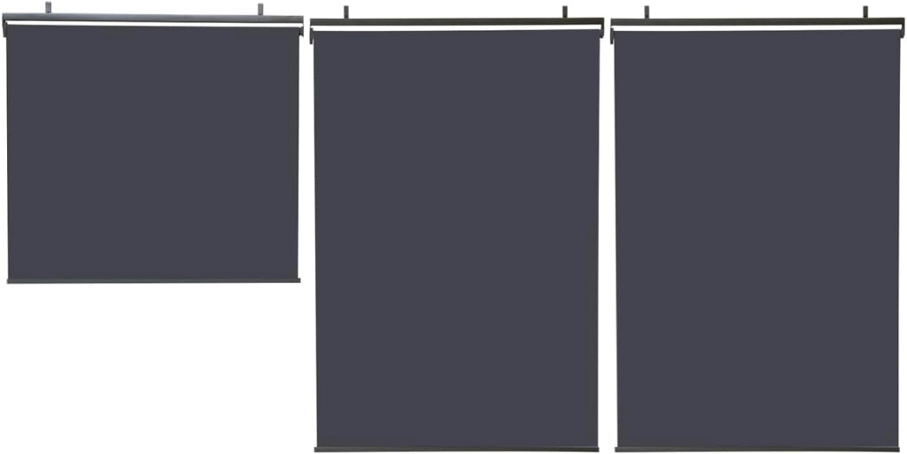 Set di 3 Tende a Rullo L. 124 x H. 225 CM per pergola Grigio Antracite