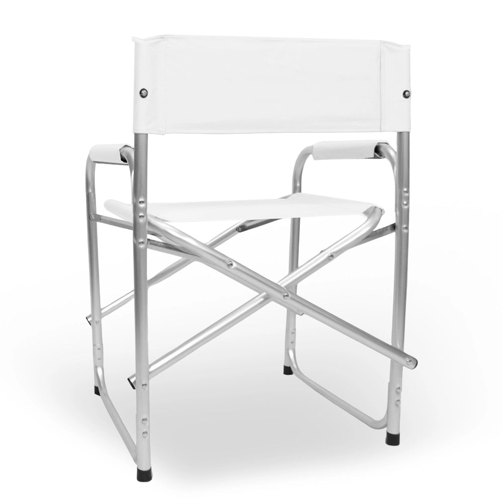 Sedia relax pieghevole Regista in alluminio con rivestimento in textilene bianco