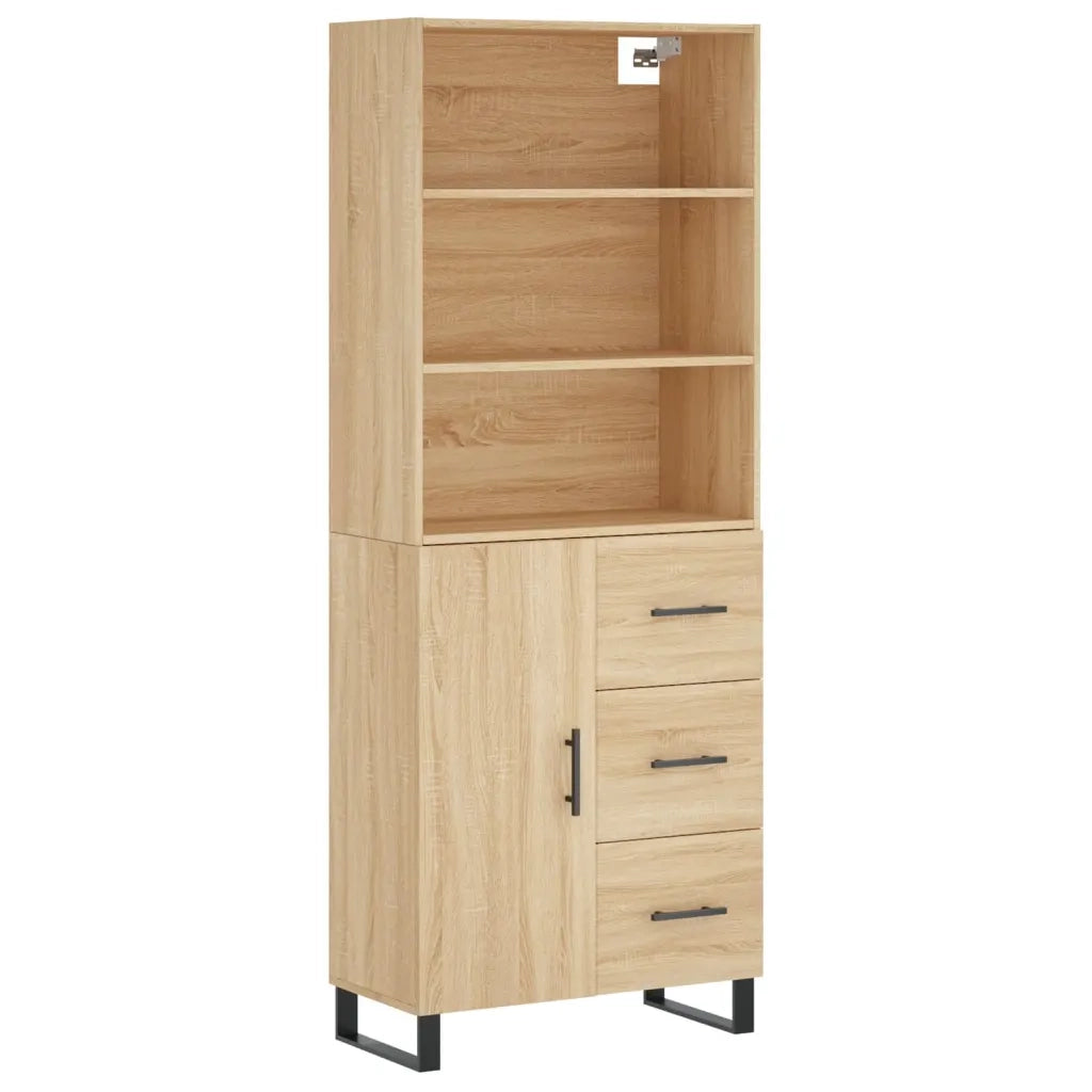 Credenza-Buffet-Armadio da cucina Rovere Sonoma 69,5x34x180 cm in Legno Multistrato 610004