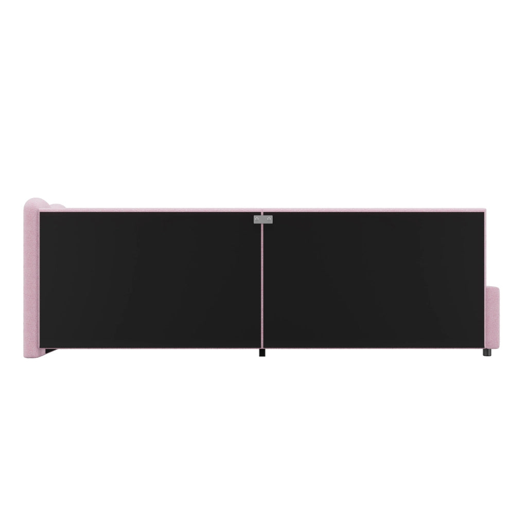 DESMIU Lit simple 90 × 200 cm con LED regolabile, senza materasso, in velluto, rosa