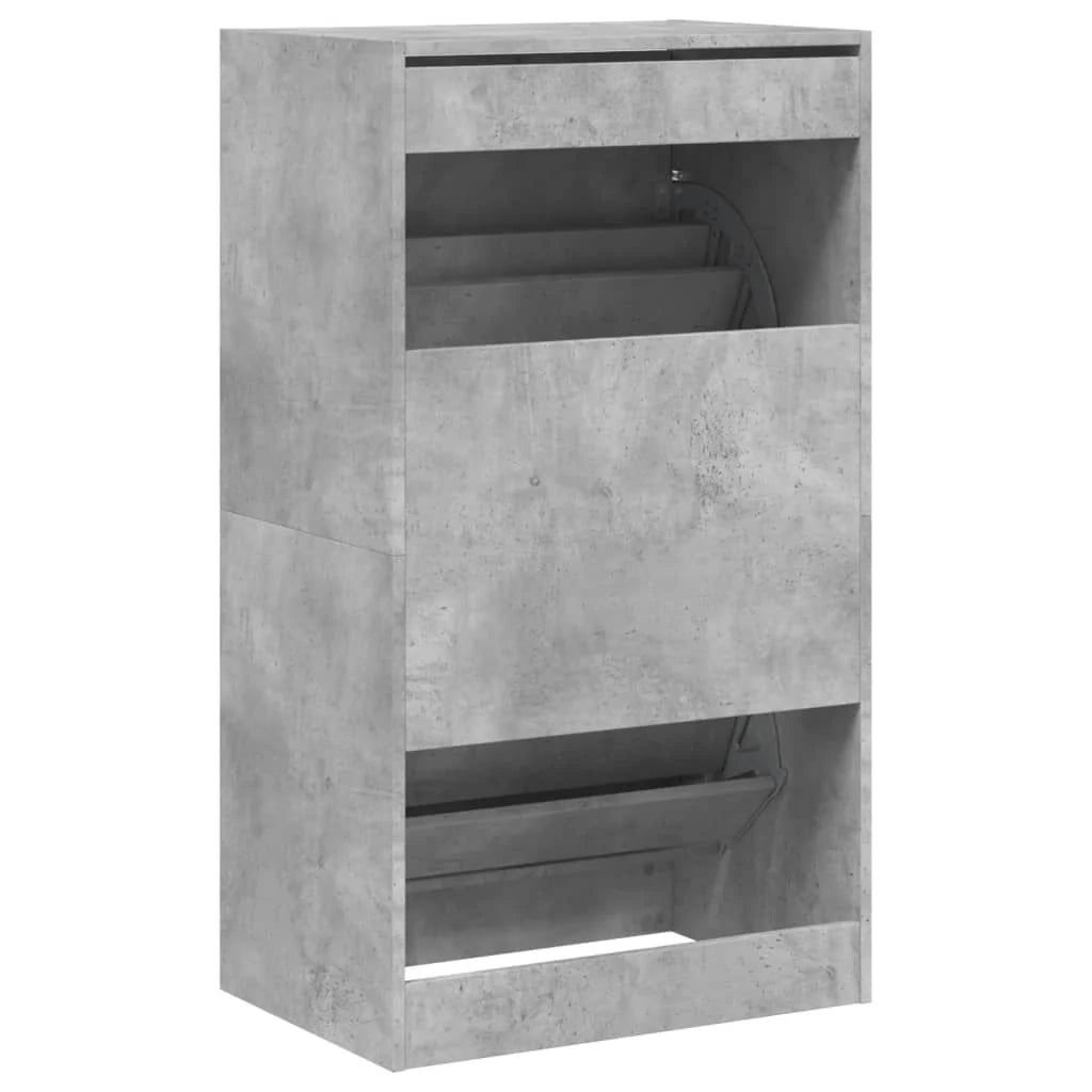 Scarpiera mobile contenitore per scarpe mobile per ingresso/corridoio/soggiorno 2 cassetti a ribalta grigio cemento 02_0021341