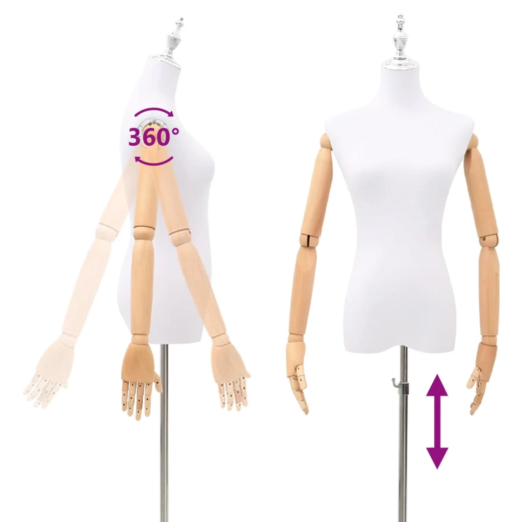 Manichino Regolabile 165-213 cm con Base Femmina PP Bianco 42041701