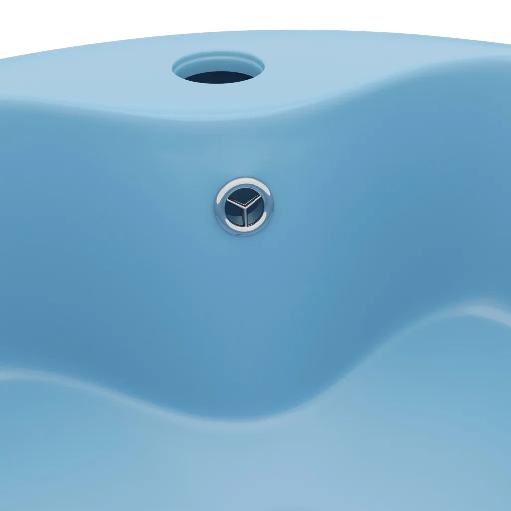 Lavandino con Troppopieno Azzurro Opaco 36x13 cm in Ceramica