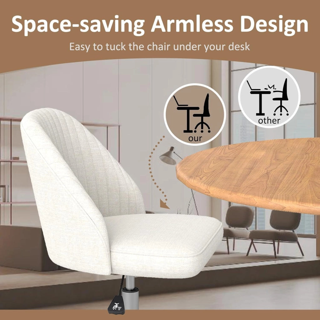 Sedia da ufficio regolabile in altezza, ergonomica, senza braccioli, sedia girevole con ruote, portata fino a 136 kg, per home office e ufficio