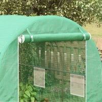 Serra da Giardino a Tunnel con Superficie a Terra 8 m², Porta con Zip, 6 Finestre Avvolgibili, 4L x 2l x 2.05H m, Verde
