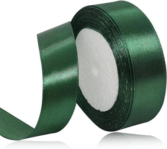 Satijn - Stoffa per decorare - Tela luccicante - 25 mm x 22 metri - Verde scuro