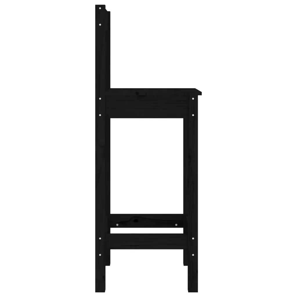 Sedie da Bar 2 pz Nere 40x41,5x112 cm Legno Massello di Pino cod mxl 43236