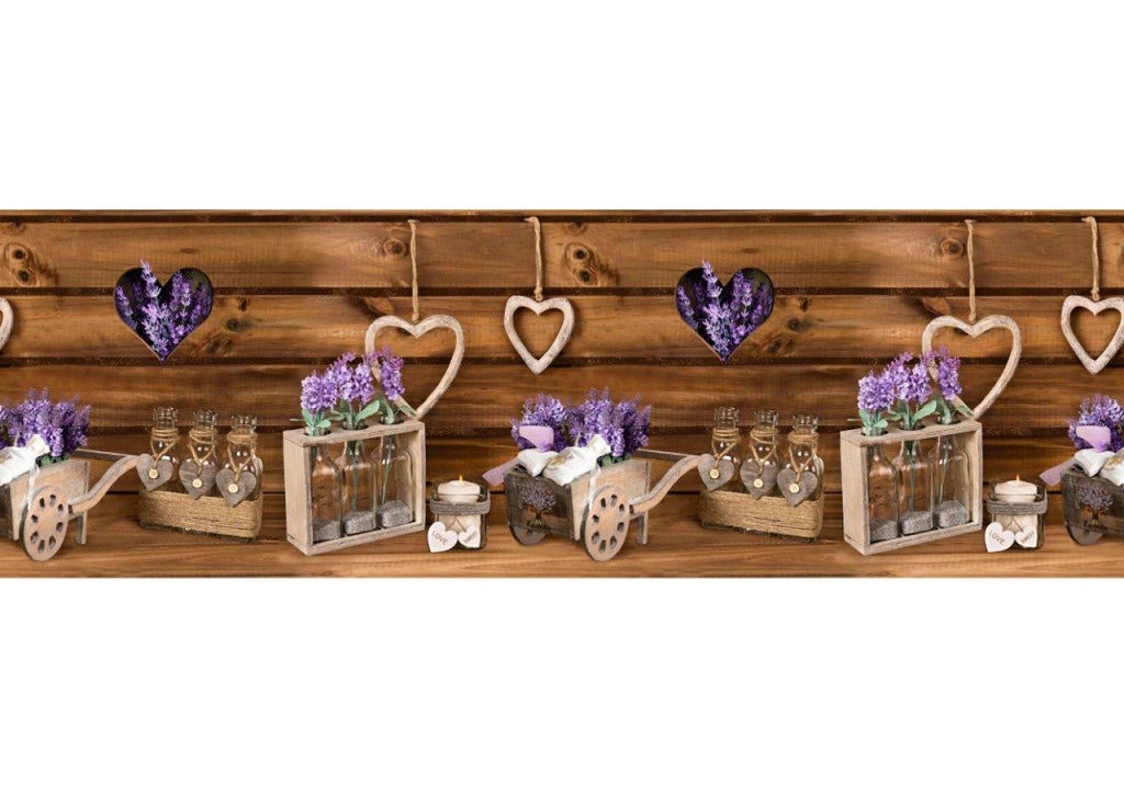 Tappeto Passatoia Cucina Antiscivolo Stampa Digitale Dis. Lavanda Cuor Carretto - 50x90 - Lavanda