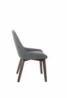 E-STYLO Sedia da pranzo in tessuto grigio scuro con gambe e struttura in massello di noce, 62cm X 49.5cm H. 87cm.