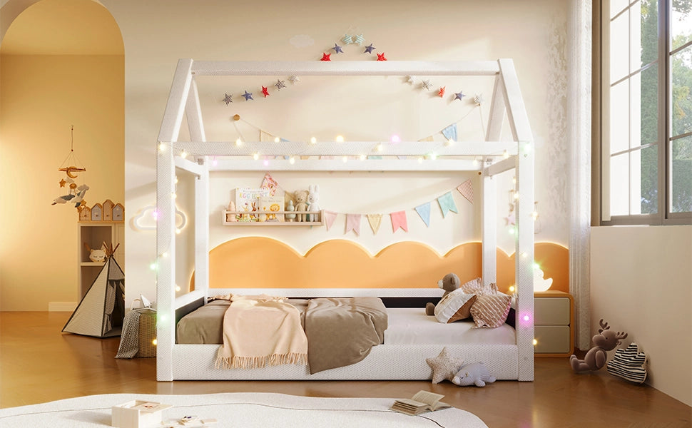 Daybed imbottito con LED, 90x200 cm, beige