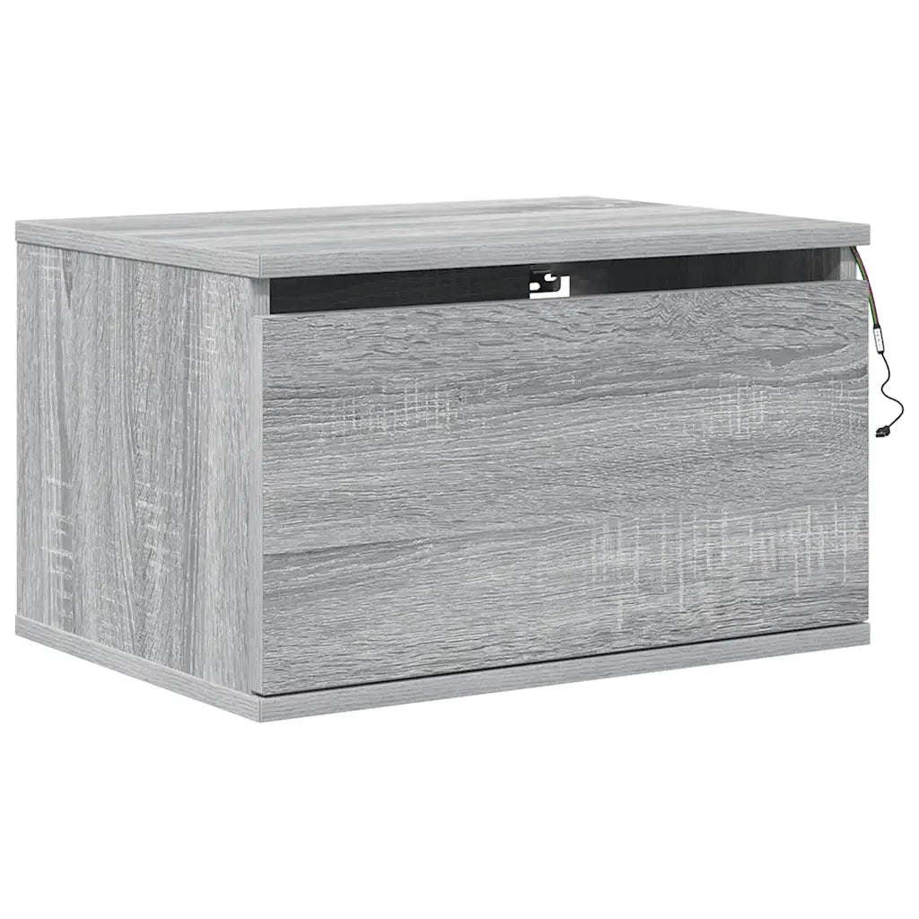 Comodini a Parete con luci LED 2 pz-Set di 2 Tavolino da notte Grigio Sonoma 625487