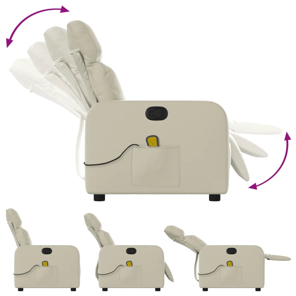 Poltrona da Massaggiante | Sedia Relax Reclinabile Crema Similpelle