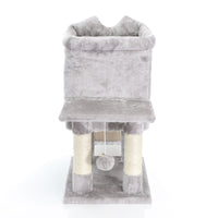 Fudajo Albero tiragraffi grigio chiaro 60cm con casetta per gatti, tronco e sisal