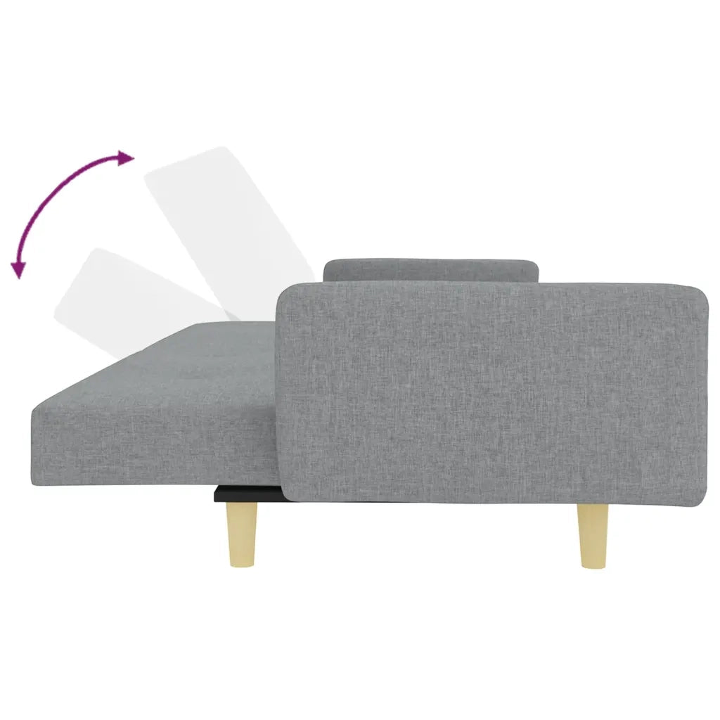 Divano Letto a 2 Posti con Poggiapiedi-Sofa Letto 2 Posti-Daybed Grigio Chiaro in Tessuto 803763