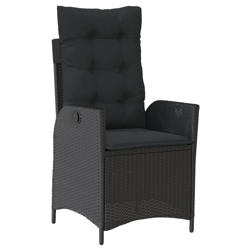 Set da Pranzo da Giardino 7 pz Nero con Cuscini in Polyrattan 3213100