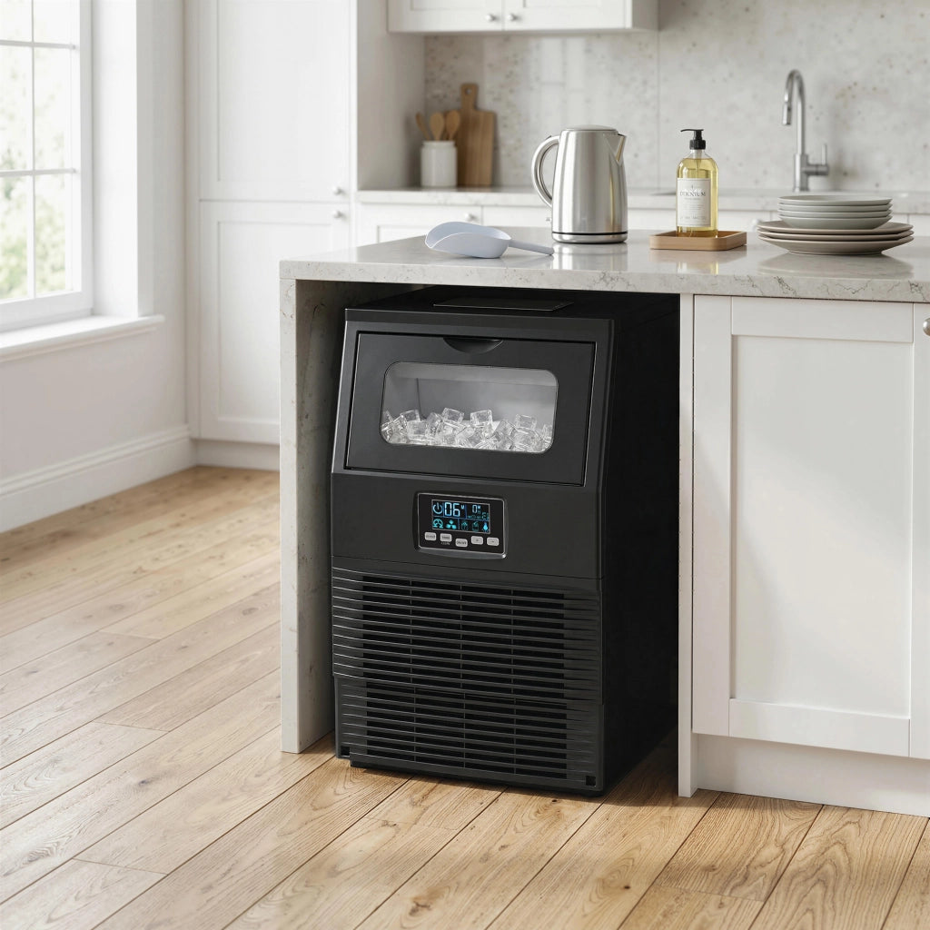 Macchina per Ghiaccio Autonoma 30 kg/24H ¨C zephmum ¨C 4 kg Serbatoio, Timer, Acciaio, Nero