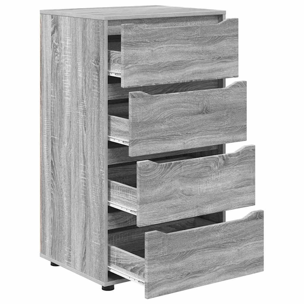 Set di 2 mobili contenitori moderni con cassetti regolabili 60 x 48 x 105 cm legno ingegnerizzato grigio Sonoma 02_0056192