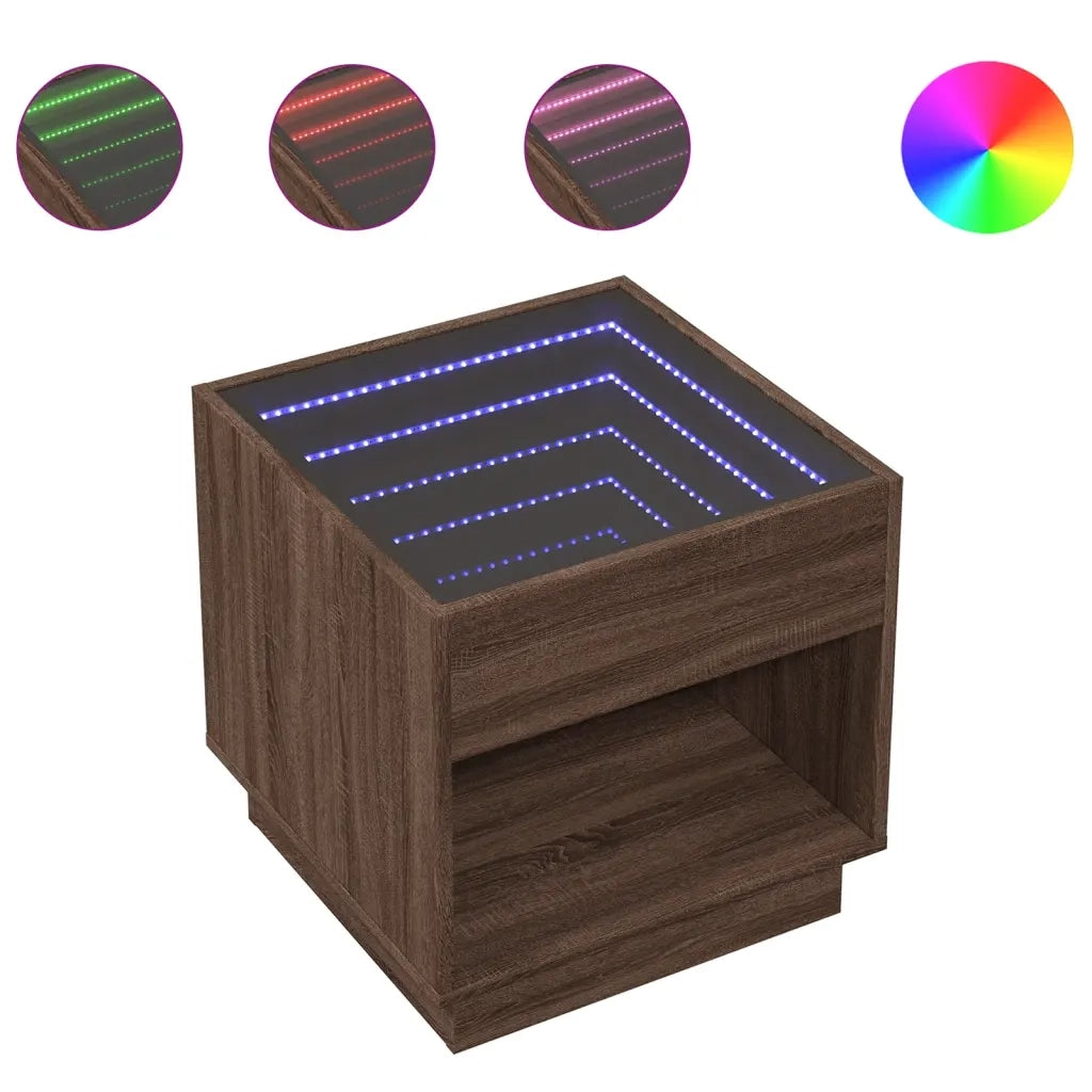 Comodino con LED Infinity Rovere Marrone 50x50x50 cm 3284090