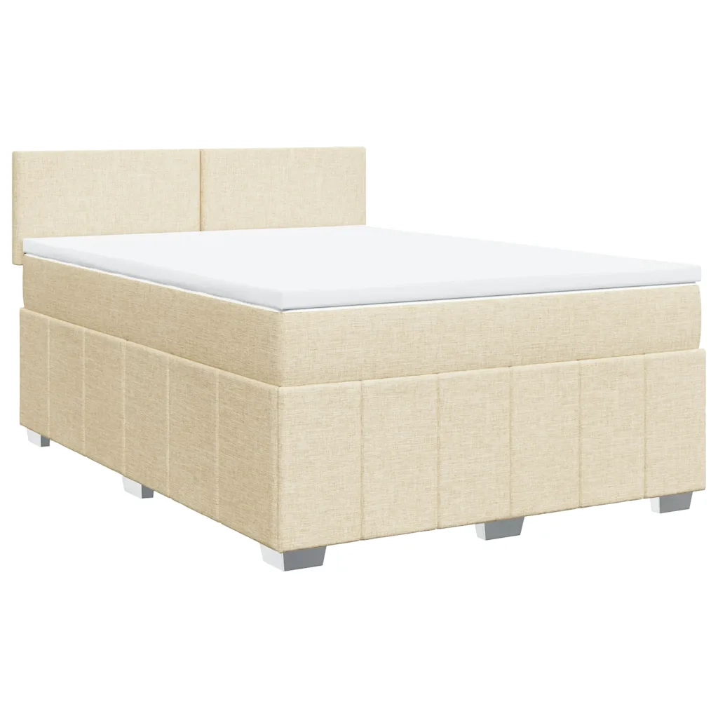 Giroletto a Molle con Materasso Crema 140x19 cm in Tessuto