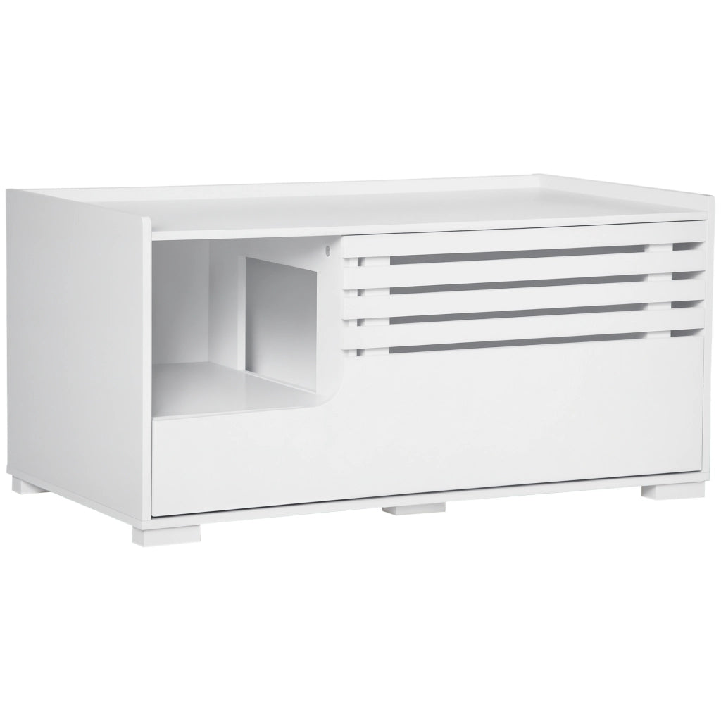 Armadio per gatti con 2 ripiani e porta magnetica ¨C Zephmum ¨C Bianco 60x30x60