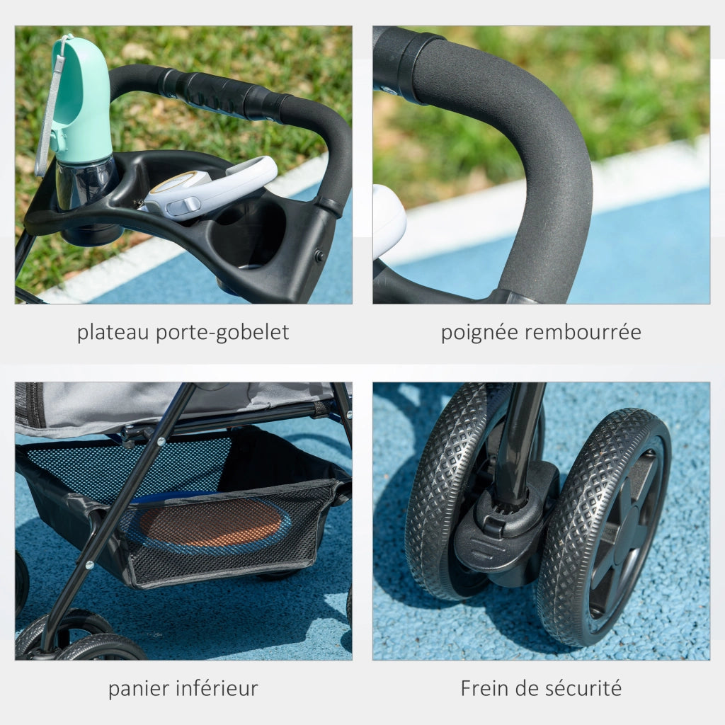 Passeggino pieghevole per cani e gatti ¨C Xylo ¨C tessuto Oxford 300D impermeabile con cestino portaoggetti