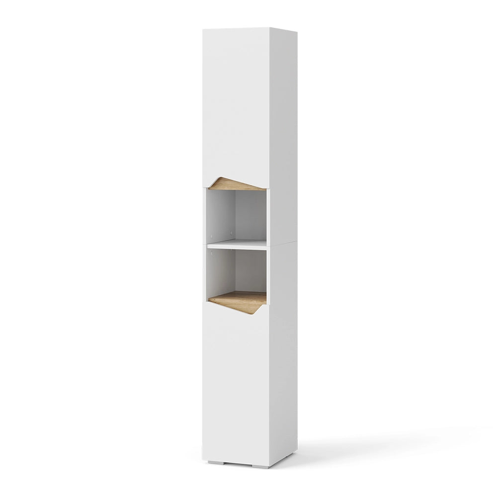 Vicco Armadio per il bagno Bianco 30 x 180 cm con ante e vani a giorno