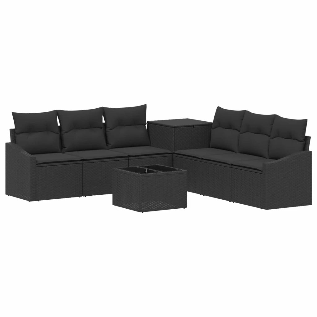 Set di divani 8 pz Nero Rattan sintetico e Acciaio 3448206