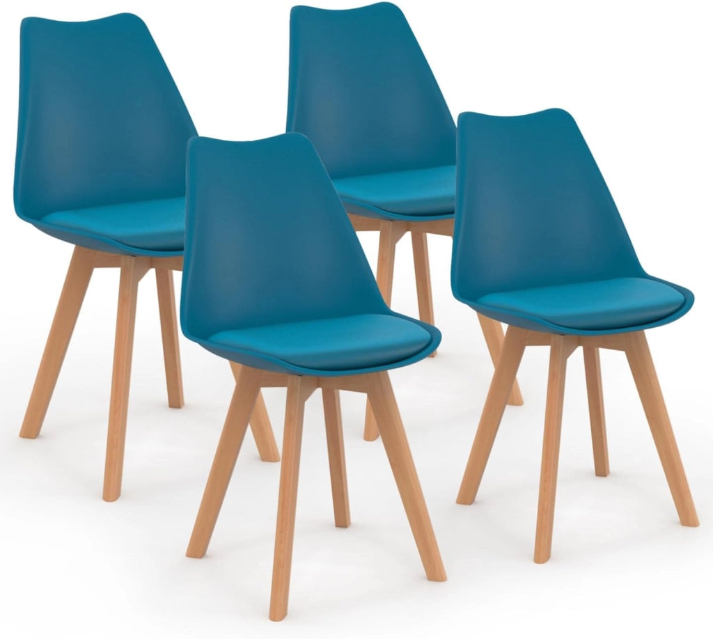 Set di 4 sedie da pranzo scandinave SARA blu anatra