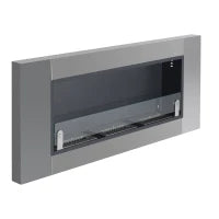 Caminetto a Bioetanolo da Parete in Acciaio Inossidabile Inodore con 3 Serbatoi 1.5LT, 136 x 14 x 54cm, Argento e Nero
