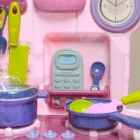 Cucina Giocattolo per Bambini 3-6 Anni con 38 Accessori e Suoni Realistici, in PP e ABS, 51x21x60 cm, Rosa