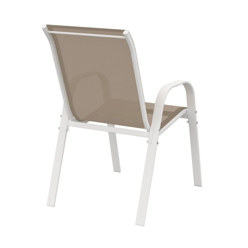 IDMarket - Set di 6 sedie da giardino impilabili LYMA in metallo e textilene, bianco e beige