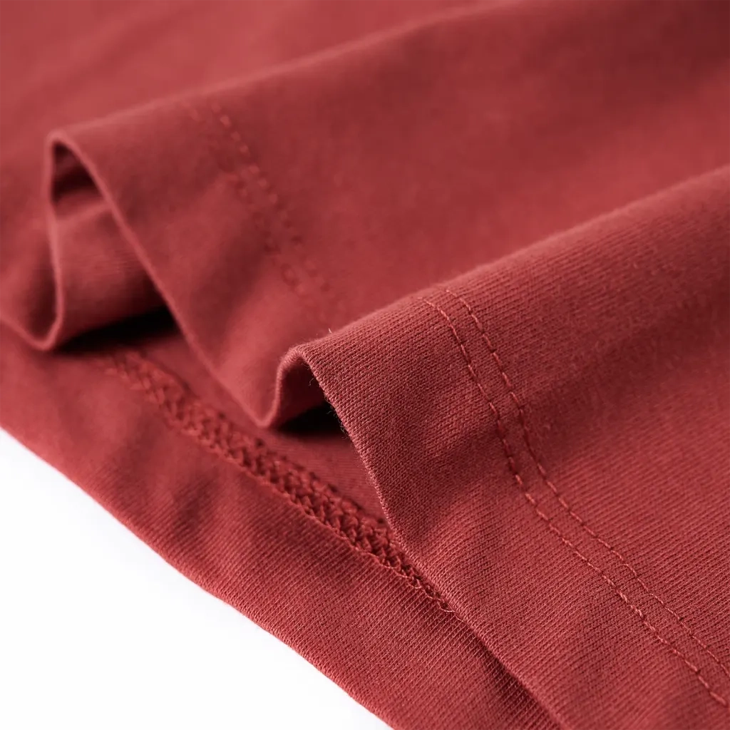 Maglietta Bambino Maniche Lunghe Rosso Bruciato 128 13457