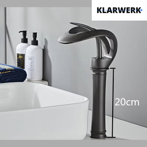 NAVIS |Rubinetto a cascata design bagno rubinetto bagno alto grigio titanio|Elegante  in acciaio inossidabile  per lavelli alti|miscelatore 2 attacchi
