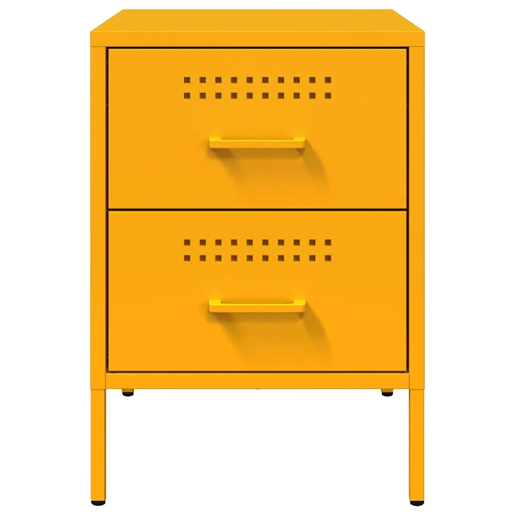 Comodini 2 pz-Set di 2 Tavolino da notte Giallo Senape 36x39x50,5 cm in Acciaio 304883