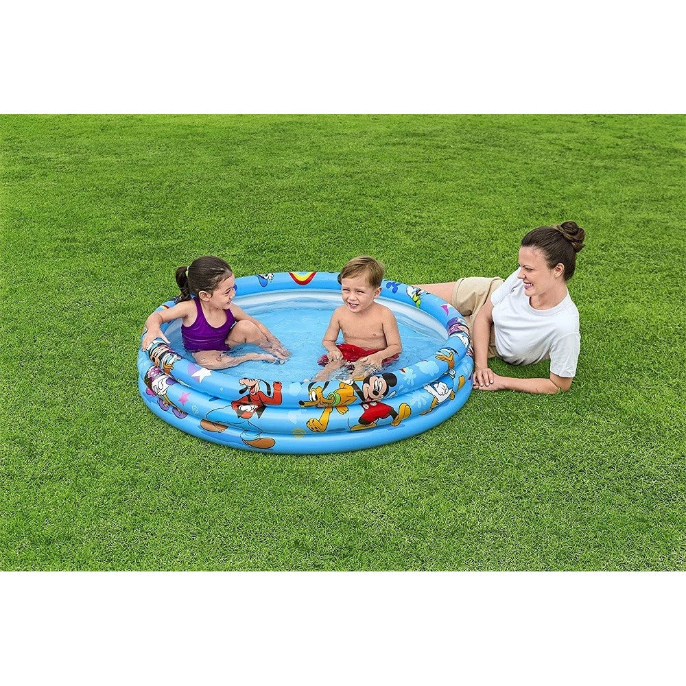 Trade Shop - Piscina Gonfiabile 3 Anelli 122 X 25 Cm Topolino Mickey Mouse Per Bambini 91007 -