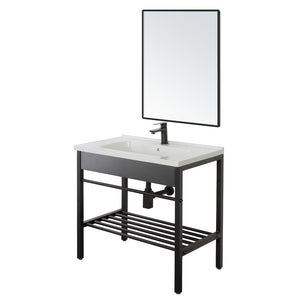 COMPOSIZIONE BAGNO MOBILE LAVABO IN METALLO 60x47x78cm+SPECCHIO BORG FERIDRAS 450100