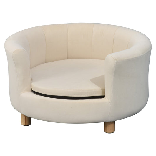 Cuccia Divano per Cani e Gatti 65x64x37cm Cuscino Rimovibile Crema