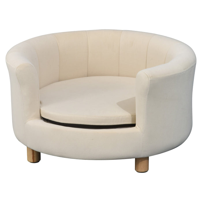 Cuccia Divano per Cani e Gatti 65x64x37cm Cuscino Rimovibile Crema