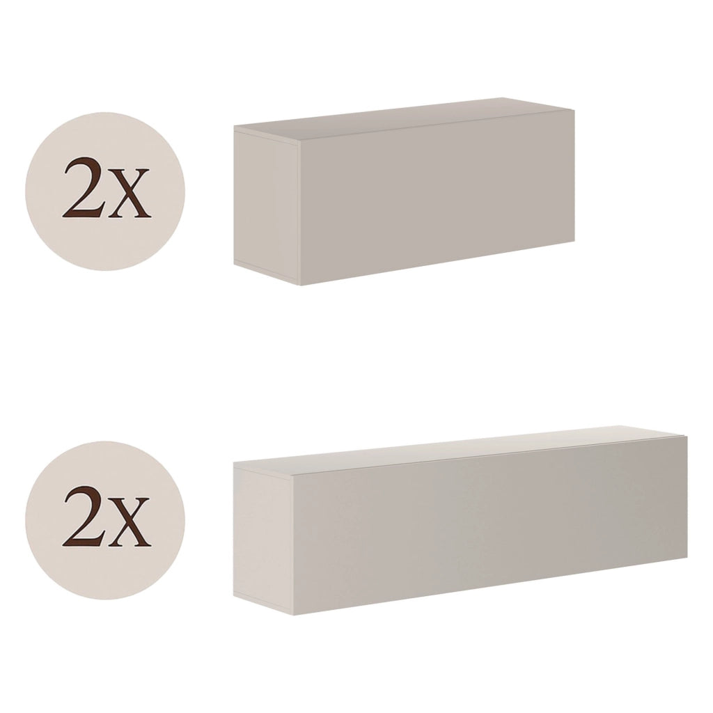 Mobile Soggiorno Suisio, Parete Attrezzata Modulabile, Beige
