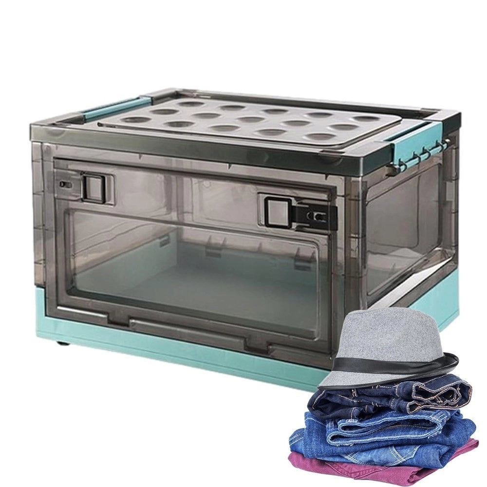 Trade Shop - Scatola Contenitore Di Stoccaggio Pieghevole Salvaspazio Con Ruote 40x28x24 Cm -