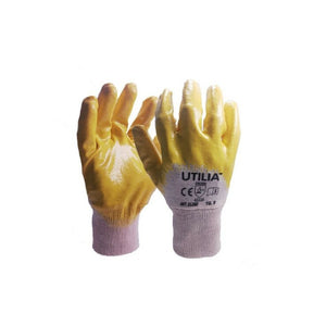 Guanti da lavoro UTILIA cotone/nitrile giallo dorso aerato polsino elasticizzato tg 8-9 e10 TG. 10