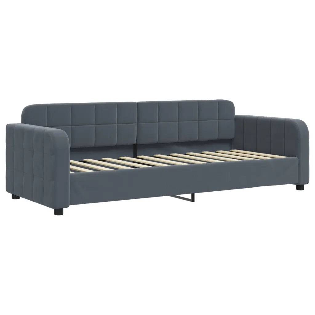 Divano Letto Estraibile Cassetti Grigio Scuro 80x200cm Velluto