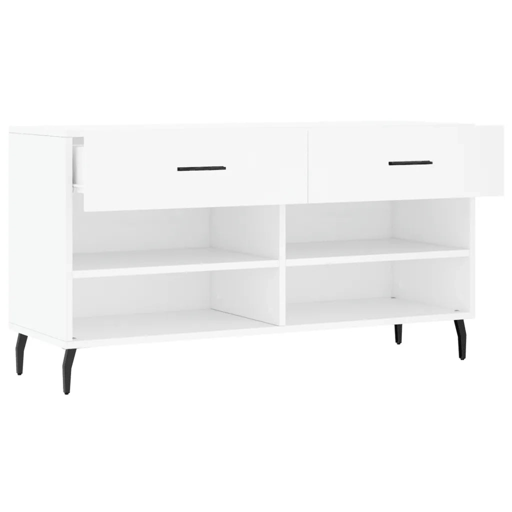 Panca Porta Scarpe Bianca 102x35x55 cm in Legno Multistrato 829756