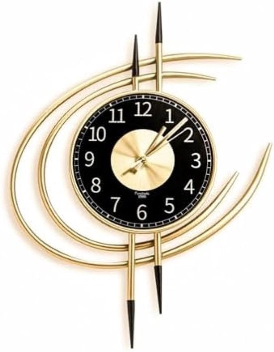 Oro e Nero Moderna Orologio da Parete con Funzionamento Silenzioso